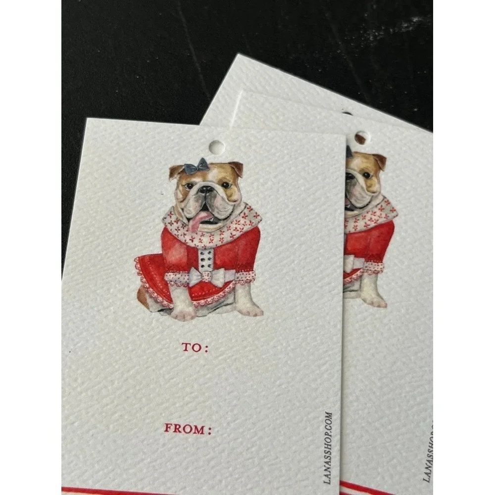 Holiday Gift Wrapping Hand Illustrated Tags Dogs Twine Christmas Festive Retro